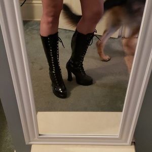 Pleather army combat boots (costume) 5"